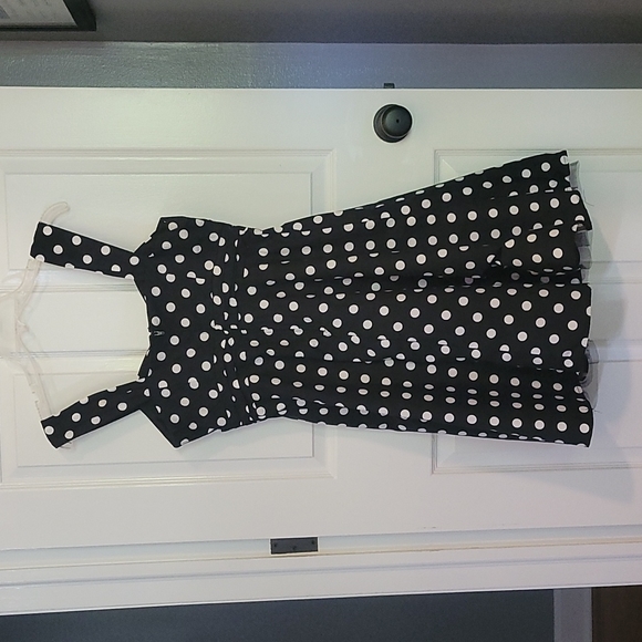 Hot Topic Black White Polka Dot Sweetheart Swing Dress NWT - Picture 5 of 5